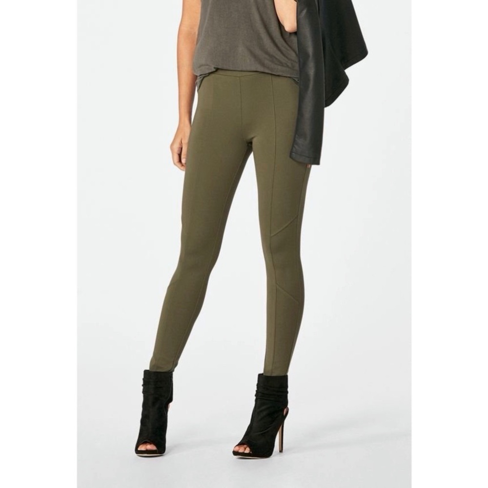 High-Waisted Seamed Leggings in Forest Night